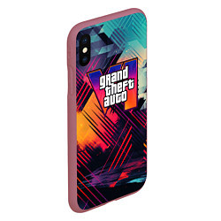 Чехол iPhone XS Max матовый GTA 6 abstract logo, цвет: 3D-малиновый — фото 2