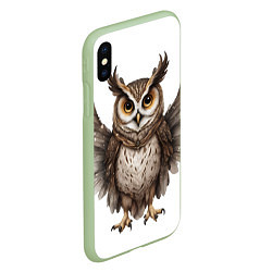 Чехол iPhone XS Max матовый Совушка с крыльями, цвет: 3D-салатовый — фото 2