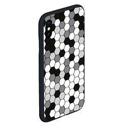 Чехол iPhone XS Max матовый Камуфляж гексагон серый, цвет: 3D-черный — фото 2