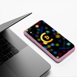 Чехол iPhone XS Max матовый Bitcoin logo criptomoney, цвет: 3D-розовый — фото 2