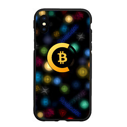 Чехол iPhone XS Max матовый Bitcoin logo criptomoney
