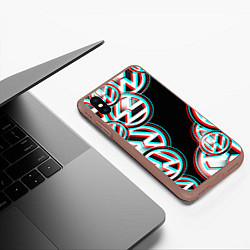 Чехол iPhone XS Max матовый Volkswagen glitch pattern, цвет: 3D-коричневый — фото 2