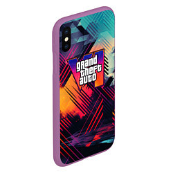 Чехол iPhone XS Max матовый GTA 6 аbstract logo, цвет: 3D-фиолетовый — фото 2