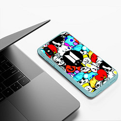 Чехол iPhone XS Max матовый Bangtan Boys logo band, цвет: 3D-мятный — фото 2