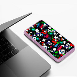 Чехол iPhone XS Max матовый Geometry dash alllogo, цвет: 3D-сиреневый — фото 2