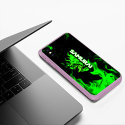 Чехол iPhone XS Max матовый Samurai green fire toxic, цвет: 3D-сиреневый — фото 2