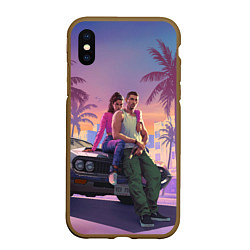 Чехол iPhone XS Max матовый GTA 6 Люсия и Джейсен