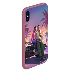 Чехол iPhone XS Max матовый GTA 6 Люсия и Джейсен, цвет: 3D-малиновый — фото 2