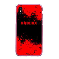 Чехол iPhone XS Max матовый Роблокс краски красные, цвет: 3D-малиновый