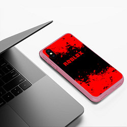 Чехол iPhone XS Max матовый Роблокс краски красные, цвет: 3D-малиновый — фото 2