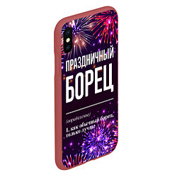 Чехол iPhone XS Max матовый Праздничный борец: фейерверк, цвет: 3D-красный — фото 2