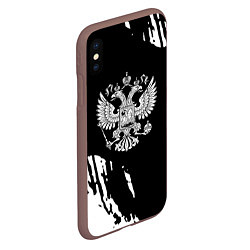 Чехол iPhone XS Max матовый Герб великой страны Россия краски, цвет: 3D-коричневый — фото 2