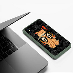 Чехол iPhone XS Max матовый Огненный кот якудза, цвет: 3D-темно-зеленый — фото 2
