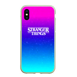 Чехол iPhone XS Max матовый Stranger Things gradient colors, цвет: 3D-салатовый