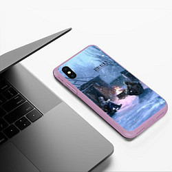 Чехол iPhone XS Max матовый STALKER 2 новички на кордоне, цвет: 3D-сиреневый — фото 2