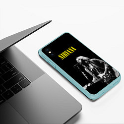 Чехол iPhone XS Max матовый Группа Nirvana Курт Кобейн, цвет: 3D-мятный — фото 2