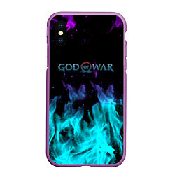 Чехол iPhone XS Max матовый God of war неоновый шторм