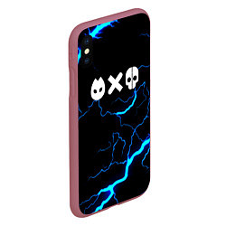 Чехол iPhone XS Max матовый Любовь смерть и роботы гроза шторм, цвет: 3D-малиновый — фото 2
