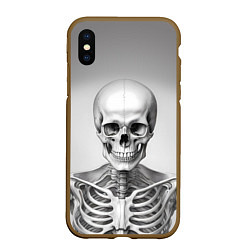 Чехол iPhone XS Max матовый Скелет черно белый, цвет: 3D-коричневый