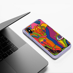 Чехол iPhone XS Max матовый Психоделика и третий глаз, цвет: 3D-светло-сиреневый — фото 2