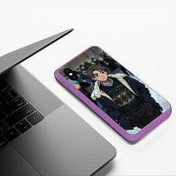 Чехол iPhone XS Max матовый Слово пацана Вова арт аниме, цвет: 3D-фиолетовый — фото 2