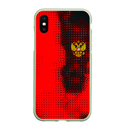 Чехол iPhone XS Max матовый Россия герб спорт краски, цвет: 3D-салатовый