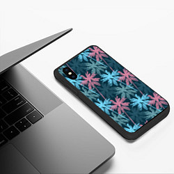 Чехол iPhone XS Max матовый Паттерн - пальмы, цвет: 3D-черный — фото 2