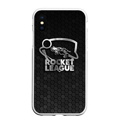 Чехол iPhone XS Max матовый Rocket League - metal logo, цвет: 3D-белый