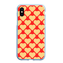 Чехол iPhone XS Max матовый Охристые сердца, цвет: 3D-голубой