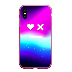 Чехол iPhone XS Max матовый Love death robots neon gradient serial, цвет: 3D-малиновый