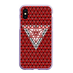 Чехол iPhone XS Max матовый Красные и чёрные треугольники