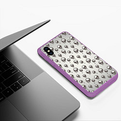 Чехол iPhone XS Max матовый Мультяшные черепки абстрактный паттерн, цвет: 3D-фиолетовый — фото 2