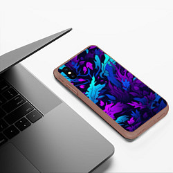 Чехол iPhone XS Max матовый Абстрактный камуфляж в кислотных абстрактных пятна, цвет: 3D-коричневый — фото 2