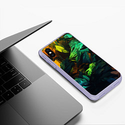 Чехол iPhone XS Max матовый Абстрактный камуфляж в кислотных абстрактных пятна, цвет: 3D-светло-сиреневый — фото 2