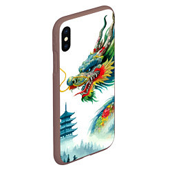 Чехол iPhone XS Max матовый Japanese watercolor dragon - art, цвет: 3D-коричневый — фото 2