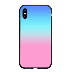 Чехол iPhone XS Max матовый Синий и голубо-розовый градиент, цвет: 3D-черный