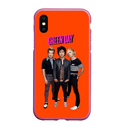 Чехол iPhone XS Max матовый Green Day trio, цвет: 3D-малиновый