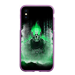 Чехол iPhone XS Max матовый Зелёный скелет в дыму