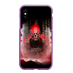 Чехол iPhone XS Max матовый Красный скелет в дыму