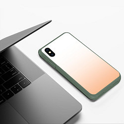 Чехол iPhone XS Max матовый Персиково-белый градиент, цвет: 3D-темно-зеленый — фото 2