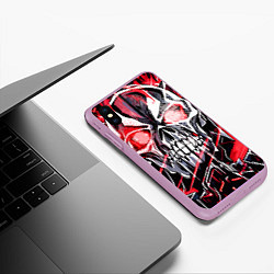 Чехол iPhone XS Max матовый Красный адский череп, цвет: 3D-сиреневый — фото 2