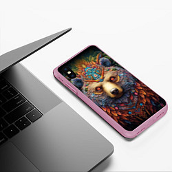 Чехол iPhone XS Max матовый Медведь фентези, цвет: 3D-розовый — фото 2