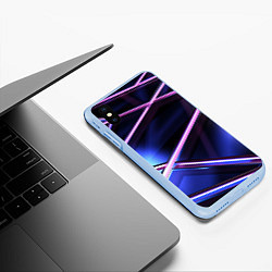 Чехол iPhone XS Max матовый Фиолетовая геометрическая абстракция, цвет: 3D-голубой — фото 2