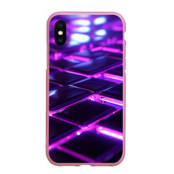 Чехол iPhone XS Max матовый Фиолетовая неоновая плитка, цвет: 3D-розовый