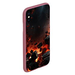 Чехол iPhone XS Max матовый Взрыв плит и огонь, цвет: 3D-малиновый — фото 2