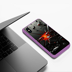 Чехол iPhone XS Max матовый Взрыв и черные камни, цвет: 3D-фиолетовый — фото 2