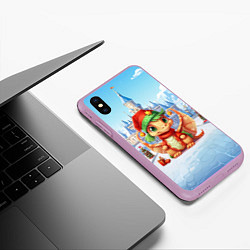 Чехол iPhone XS Max матовый Дракон новогодний городок, цвет: 3D-сиреневый — фото 2