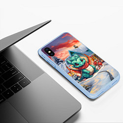 Чехол iPhone XS Max матовый Малыш милый дракон символ 2024 года, цвет: 3D-голубой — фото 2