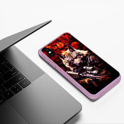 Чехол iPhone XS Max матовый Волк солдат в красном лесу, цвет: 3D-сиреневый — фото 2