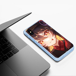 Чехол iPhone XS Max матовый Genshin Impact Ху Тао smile, цвет: 3D-голубой — фото 2